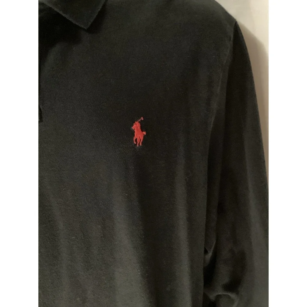 Polo Ralph Lauren Mens Long Sleeve Polo Shirt Size 2XL/ XXL Black /Red Pony
